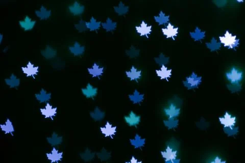 Beautiful maple leaf shaped lights on dark background 스톡 사진