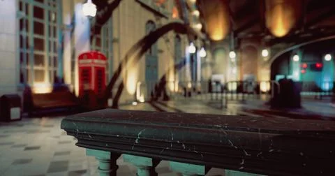 Beautiful marble bench in an architectural space with vintage elements 库存插图