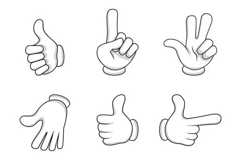Beautiful mascot comic hands set with pose Illustrazione stock