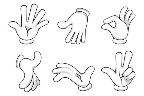Beautiful mascot comic hands set isolated Stock Illustration