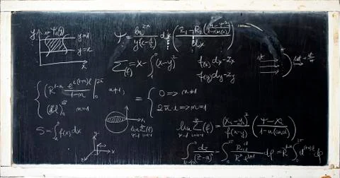 Beautiful mathematical seamless pattern with algebra equations, figures and p Stock Photos