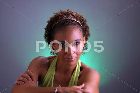 Beautiful mature black woman headshot (5) Stock Photos