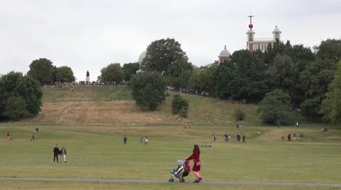 Beautiful meadows at Greenwich Park in London Stock Footage