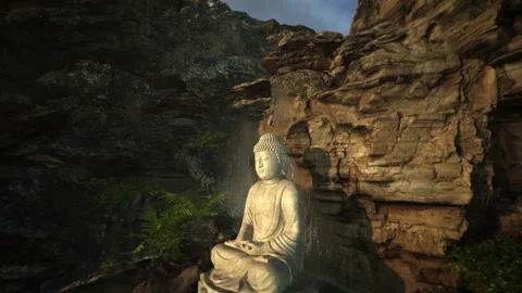 Beautiful Meditative Flythrough Buddha background Stock Footage 244990618