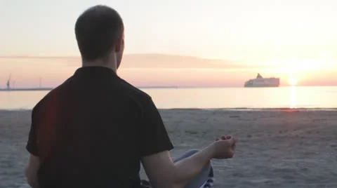 Beautiful Meditative Sunset Stock Footage 25522839