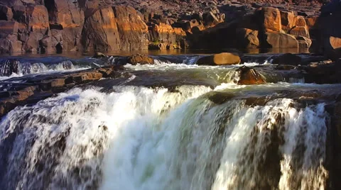 A beautiful medium to wide angle view of a waterfall in Bandhavgarh, India. Stock Footage 37521091