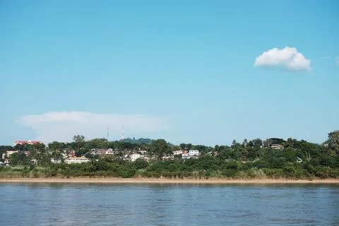 Beautiful of the Mekong river forms the border between Thailand and Laos Stock Photos