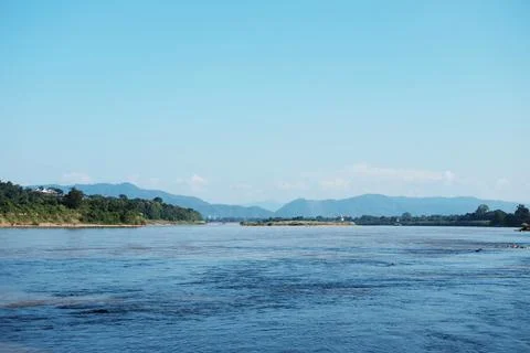 Beautiful of the Mekong river forms the border between Thailand and Laos Stock Photos