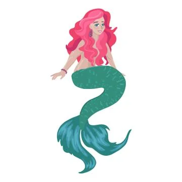 Beautiful mermaid on white background. Vector illustration Stock Illustration