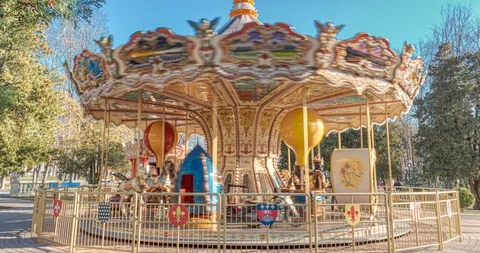 Beautiful merry-go-round in hyperlapse 4k Stock Footage 122655420