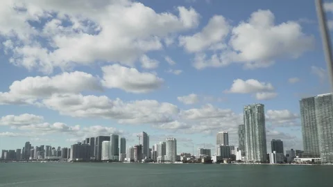 Beautiful Miami Skyline with nice cloudy sky Video stock 104579806