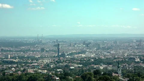 A beautiful mid summer left to right pan of Vienna. Stock Footage 76626616