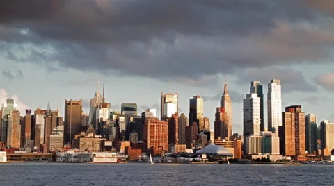 Beautiful Midtown Manhattan Skyline timelapse with Empire State Building 4K NYC Stock Footage