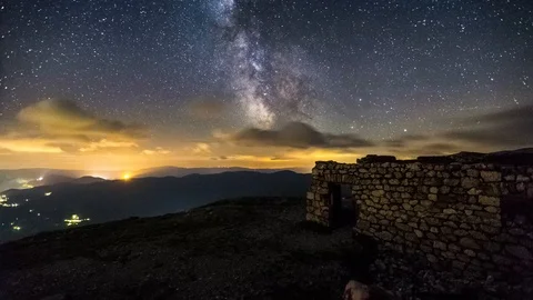 Beautiful Milkyway with lost place Stock Footage