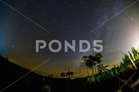 Beautiful milkyway in the middle of night at Muadzam Shah, Pahang, Malaysia ( Stock Photos