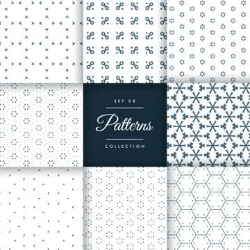 Beautiful minimal pattern pack collection in 8 different styles Illustrazione stock