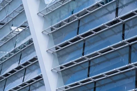Beautiful minimalistic windows. Architectural structure, football stadium Stock Photos