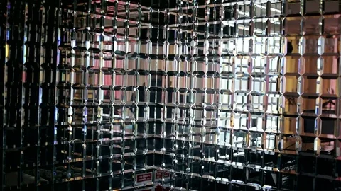 Beautiful mirrored wall in dining. Mirrored background. Stock Footage 69985026
