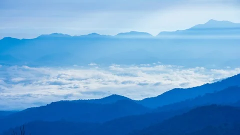 Beautiful Mist Floating Around Valleys 4K Time Lapse Stock Footage 101193393