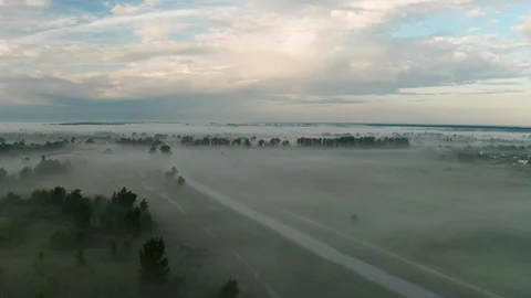 Beautiful misty dawn in the spring on the river. Video stock 110822694