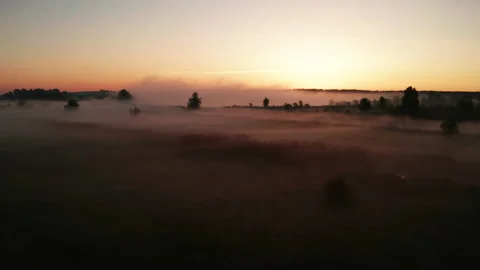 Beautiful misty dawn in the spring on the river. Stock Footage 158239849
