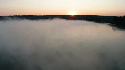Beautiful misty dawn in the spring on the river. Stock Footage 163408284