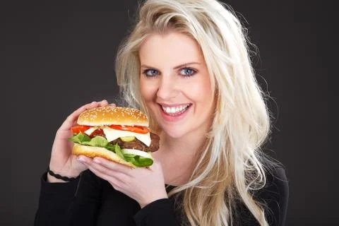 Beautiful model with Burger Foto stock