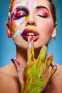 Beautiful model demonstrating creative body art Stock Photos