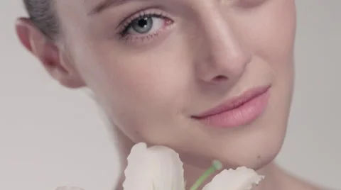 Beautiful model with flower Stock-Footage 49544369