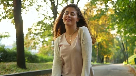 Beautiful model girl walk Stock Footage