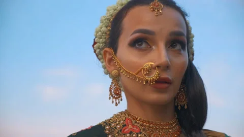 Beautiful model in indian style Stock Footage 133239439