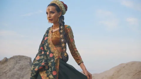 Beautiful model in indian style Stock Footage 133239484