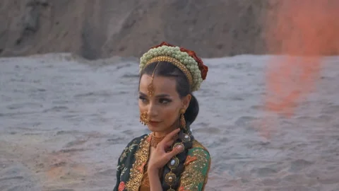 Beautiful model in indian style Stock Footage 133239792