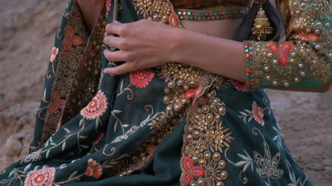 Beautiful model in indian style Stock Footage 133240376