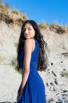 Beautiful model looking  at camera at the beach in Sligo in Ireland. Stock Photos