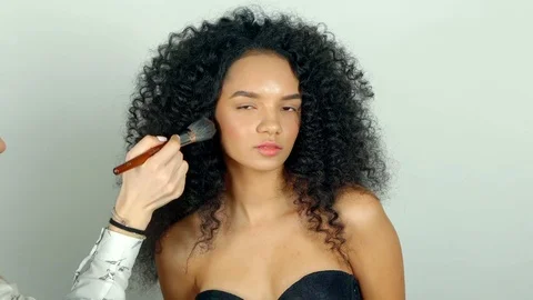 Beautiful model on a makeup session Stock Footage 88860509