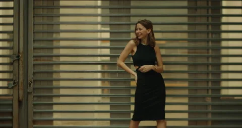 Beautiful Model Poses In Slow Motion Against A Gritty Window Vidéo 154653112