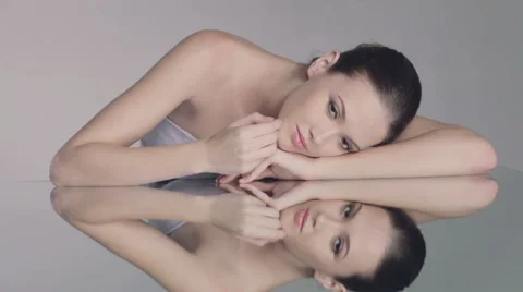 Beautiful model reflected in mirror Stock-Footage 49662285