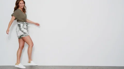 Beautiful Model Skipping Into Shot Video stock 117439466
