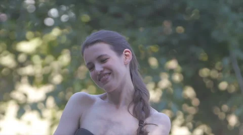 Beautiful model smiles playfully Stock Footage 40293704