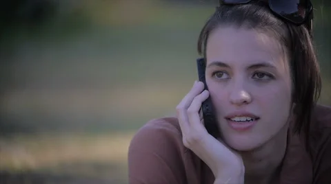 Beautiful model talking on smartphone - close up shot Stock Footage 40291144