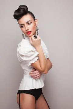 Beautiful model with updo and a stocking Stock Photos