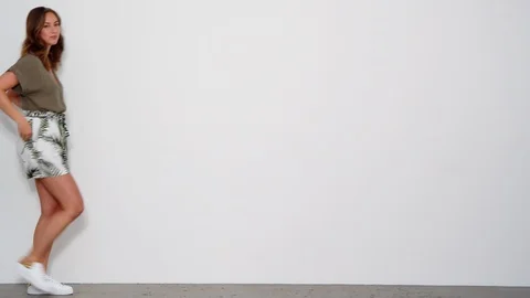 Beautiful Model Walking Into Shot Stock Footage 117439524