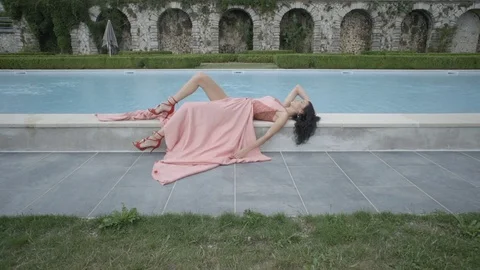 Beautiful models in castle Stock Footage 76871816