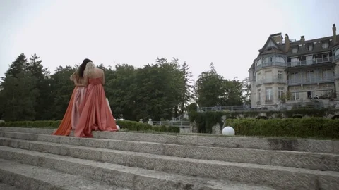 Beautiful models in castle Stock-Footage 76873799
