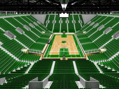 Beautiful modern basketball arena  with green seats for ten thousand fans Stock Illustration