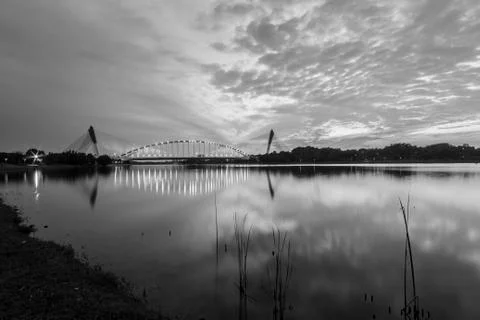 Beautiful modern bridge with nice reflection Stock Photos