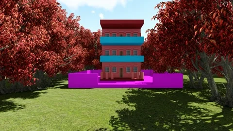Beautiful Modern building in the Park Vídeos de archivo 344577469
