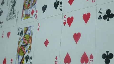 Beautiful modern deck of playing cards in the casino Stock Footage 89543424