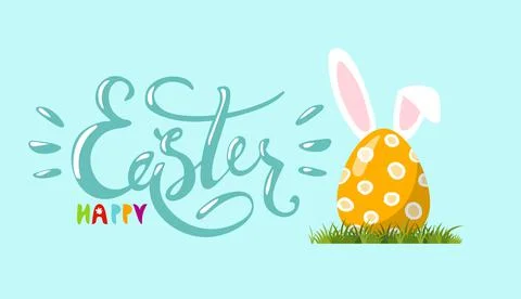 Beautiful modern easter banner with wish Happy Easter. Decorated egg with a Stock-Illustration